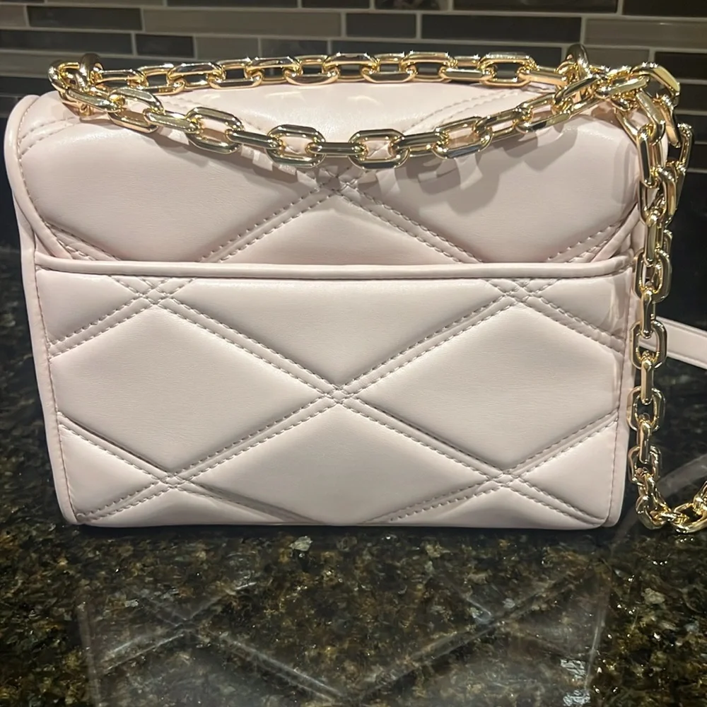 Michael Kors Serena Powder Blush Quilted Med Flap Crossbody Bag